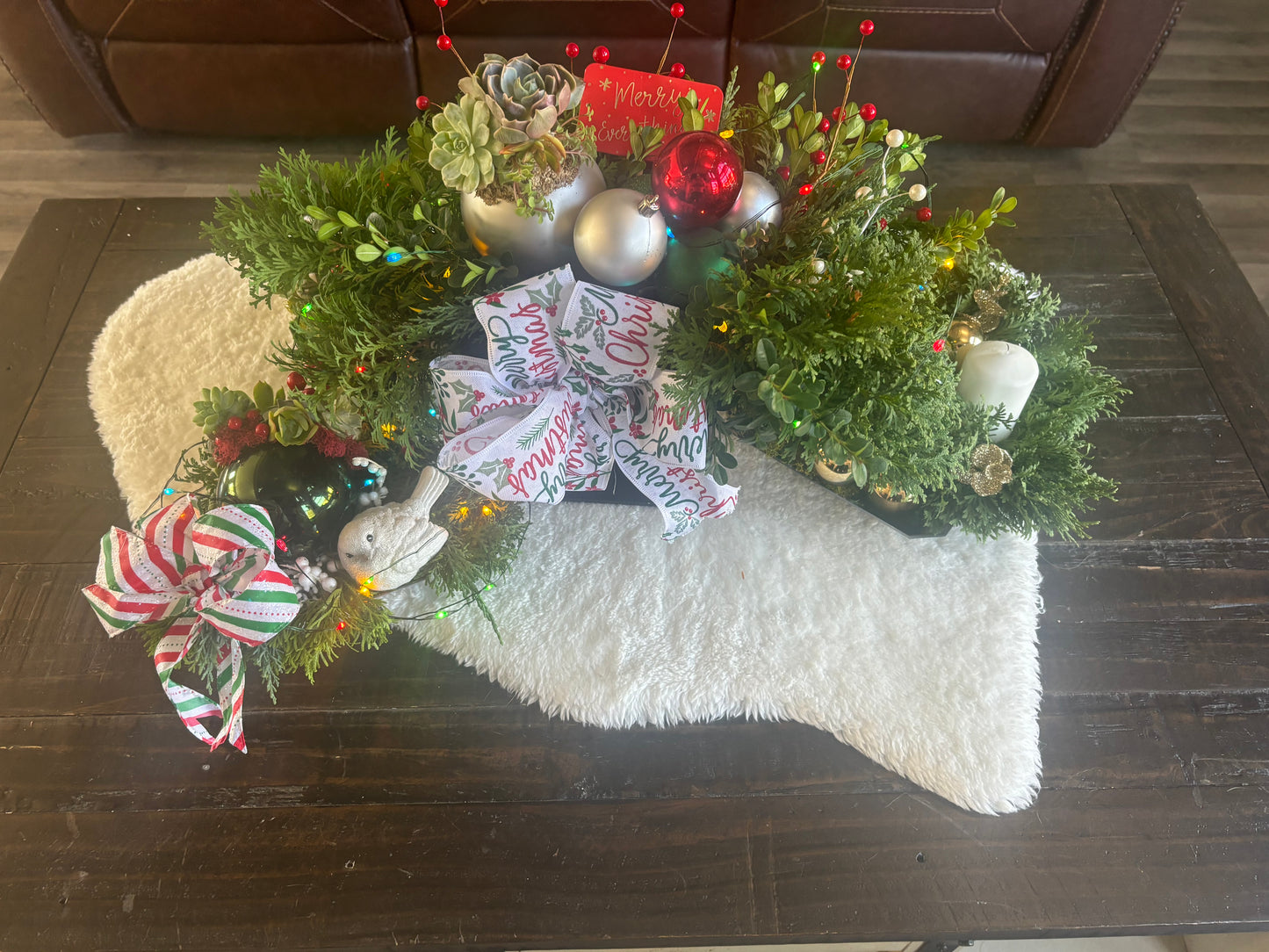Jingle Bells Holiday Centerpiece with Succulents Medium I