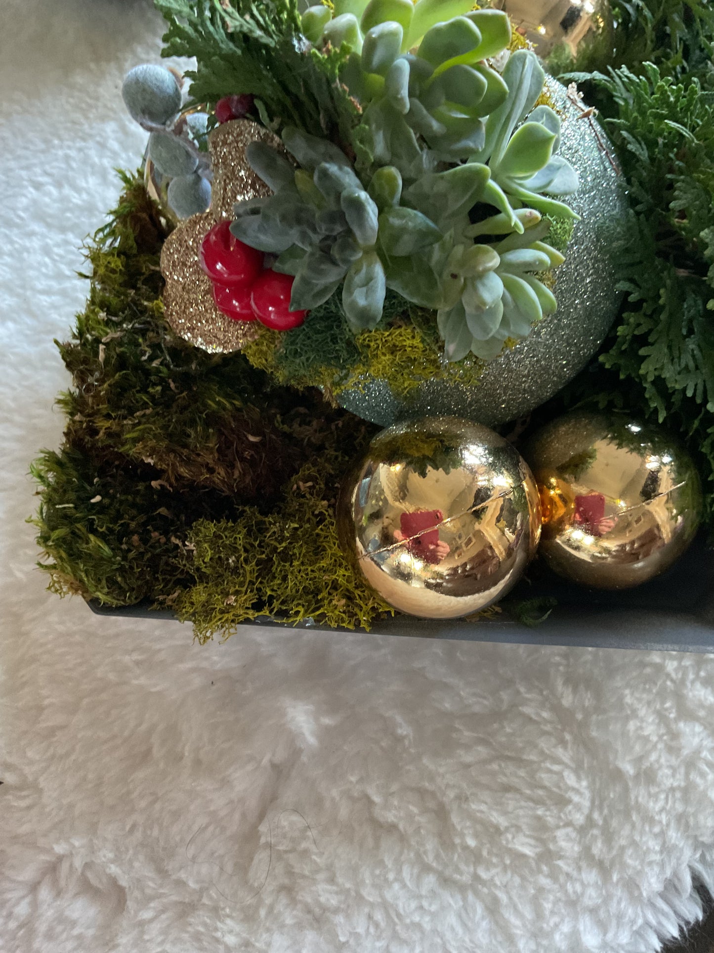 Jingle Bells Holiday Centerpiece with Succulents Medium II