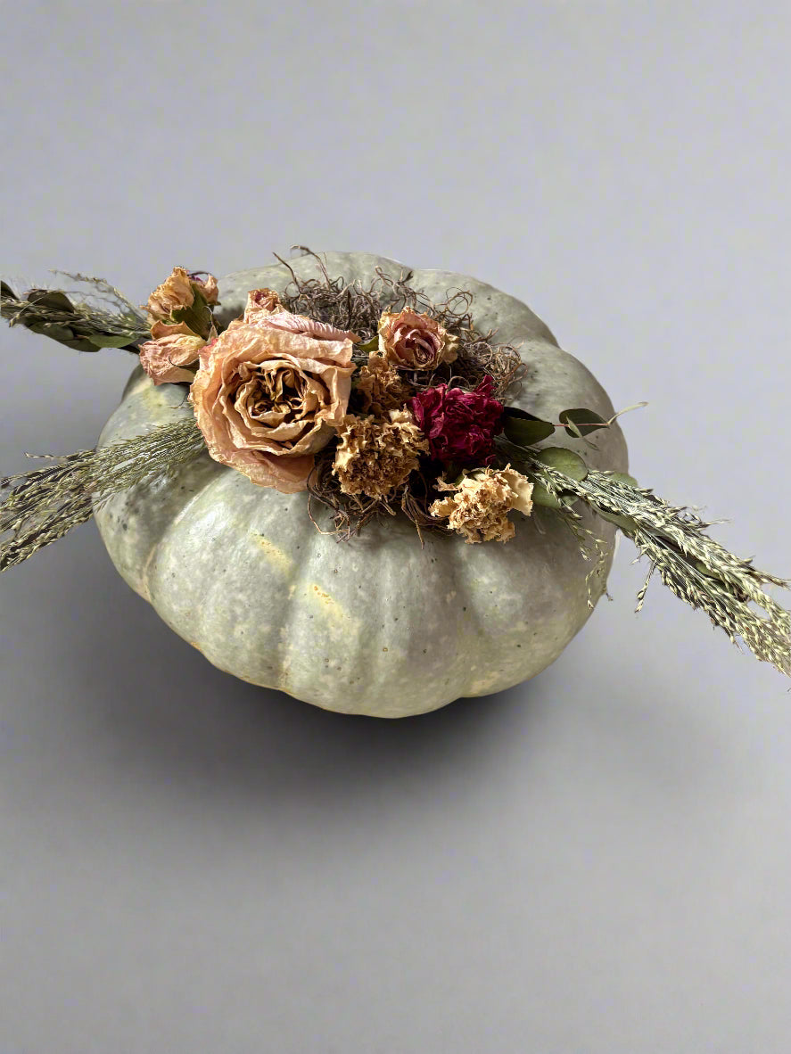Fall Pumpkin with Dried Flowers