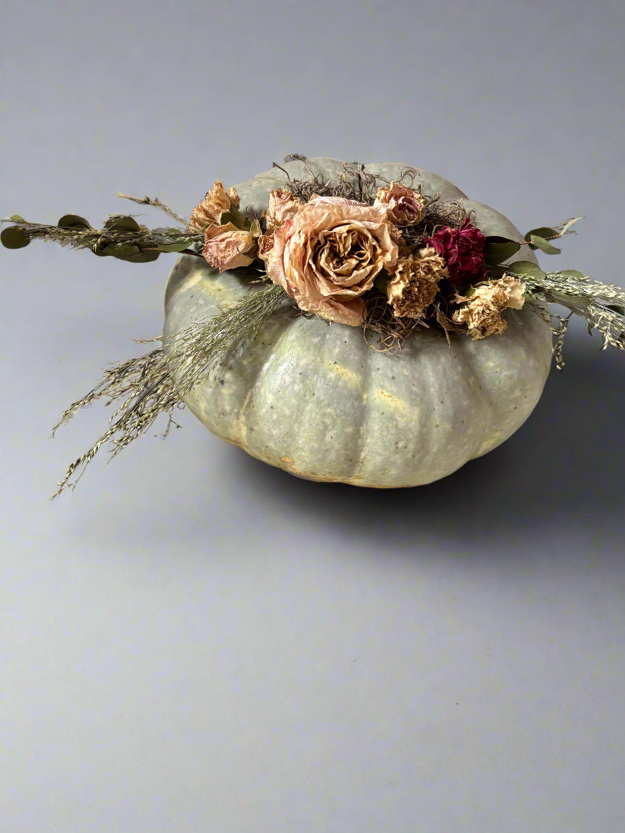 Fall Pumpkin with Dried Flowers
