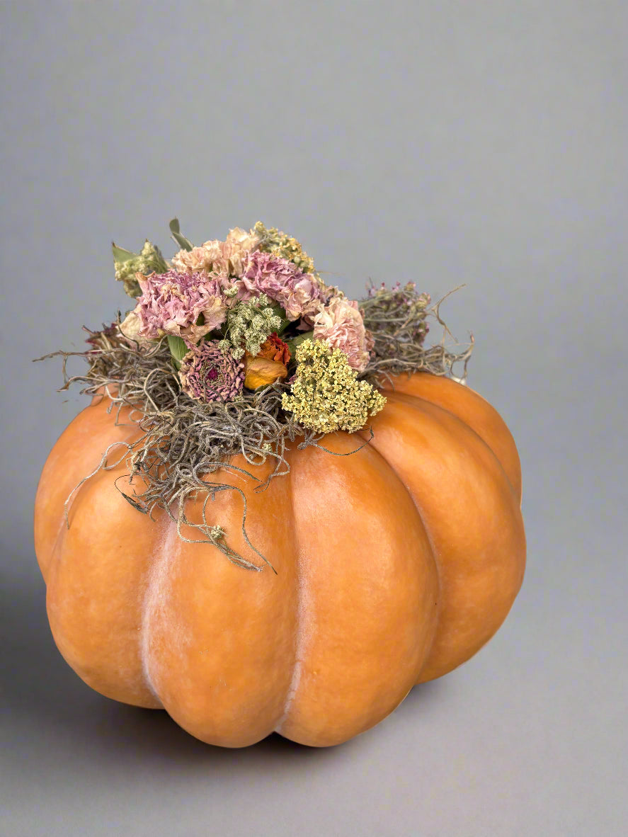 Fall Pumpkin with Dried Flowers