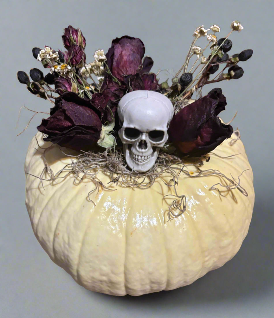 Fall Pumpkin with Dried Flowers