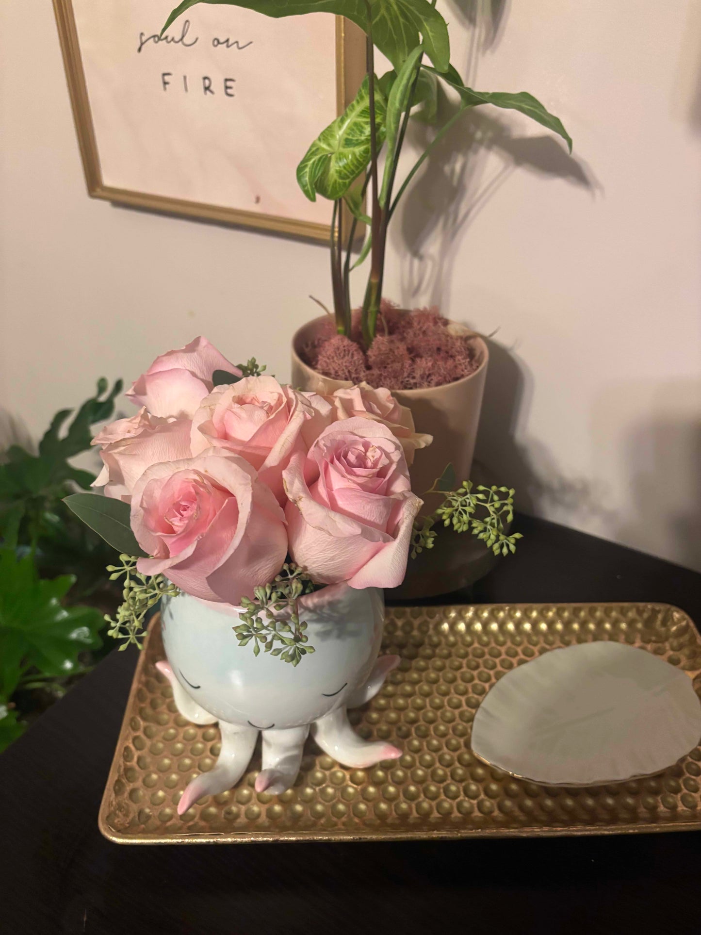 Open Arms Octopus with Roses