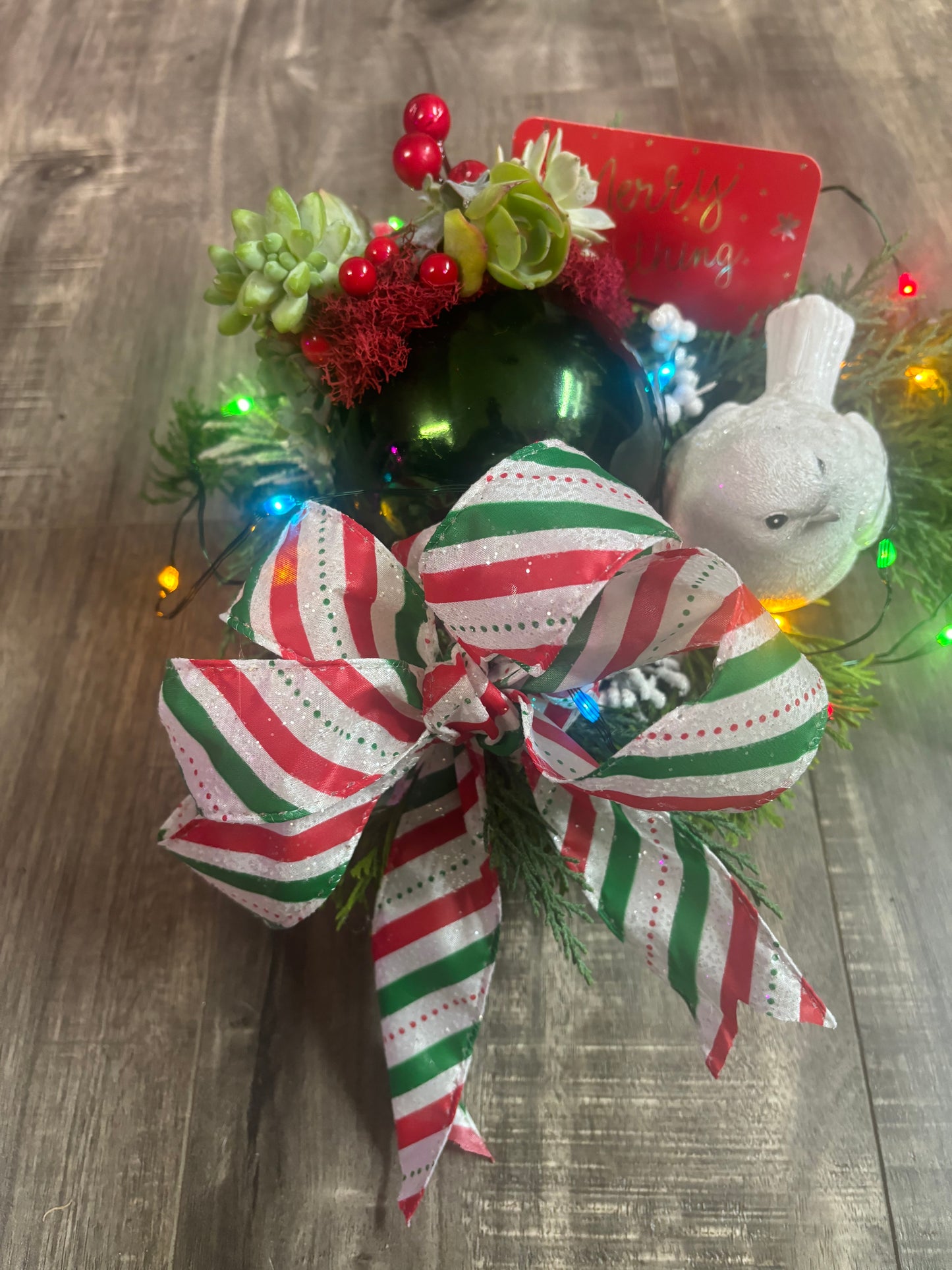 Jingle Bells Holiday Centerpiece with Succulents Medium I