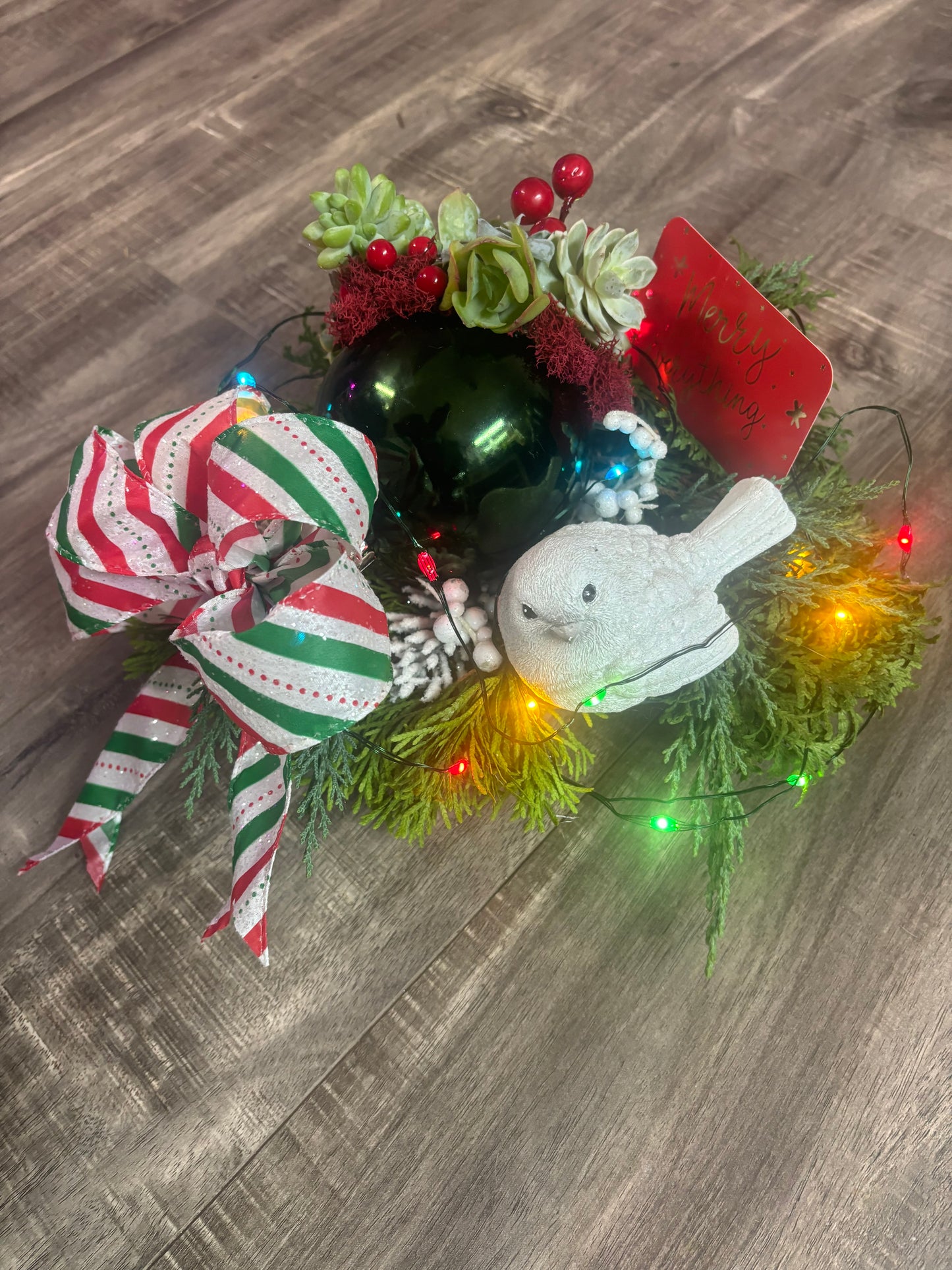 Jingle Bells Holiday Centerpiece with Succulents Medium I