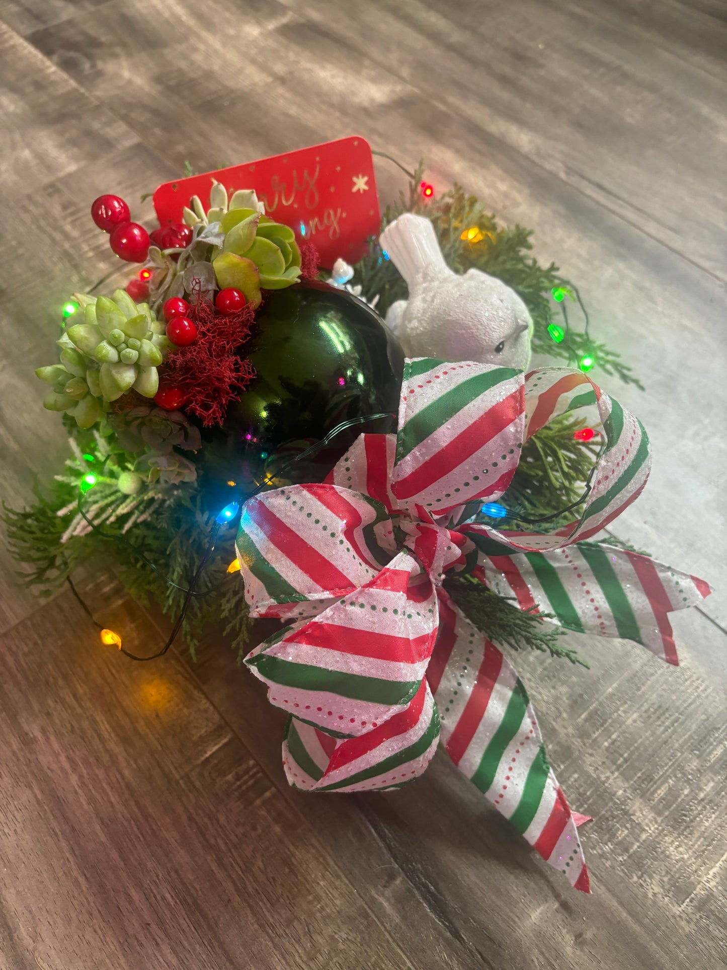 Jingle Bells Holiday Centerpiece with Succulents Medium I