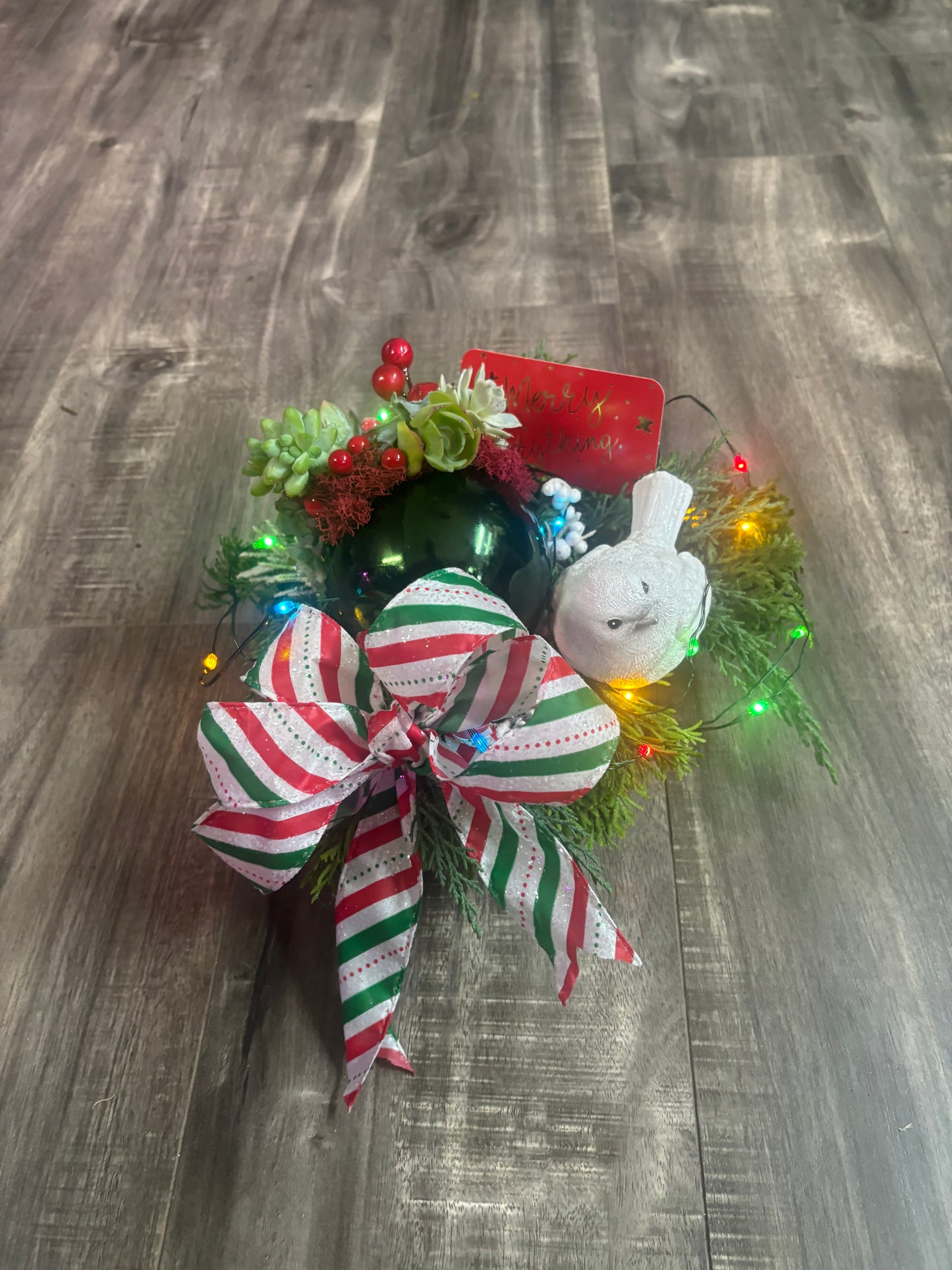 Jingle Bells Holiday Centerpiece with Succulents Medium I