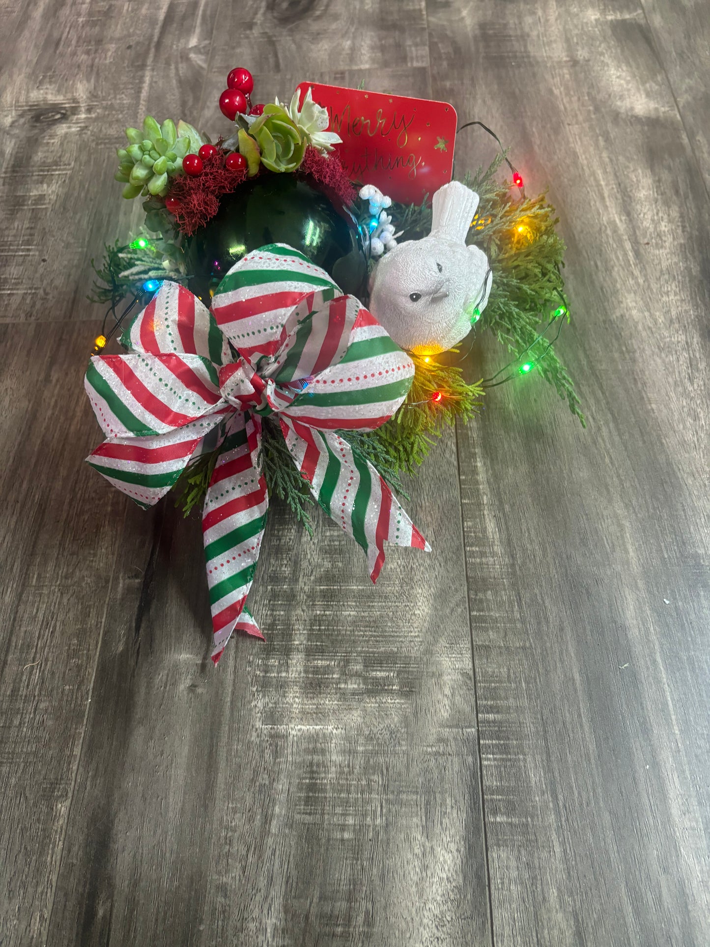 Jingle Bells Holiday Centerpiece with Succulents Medium I