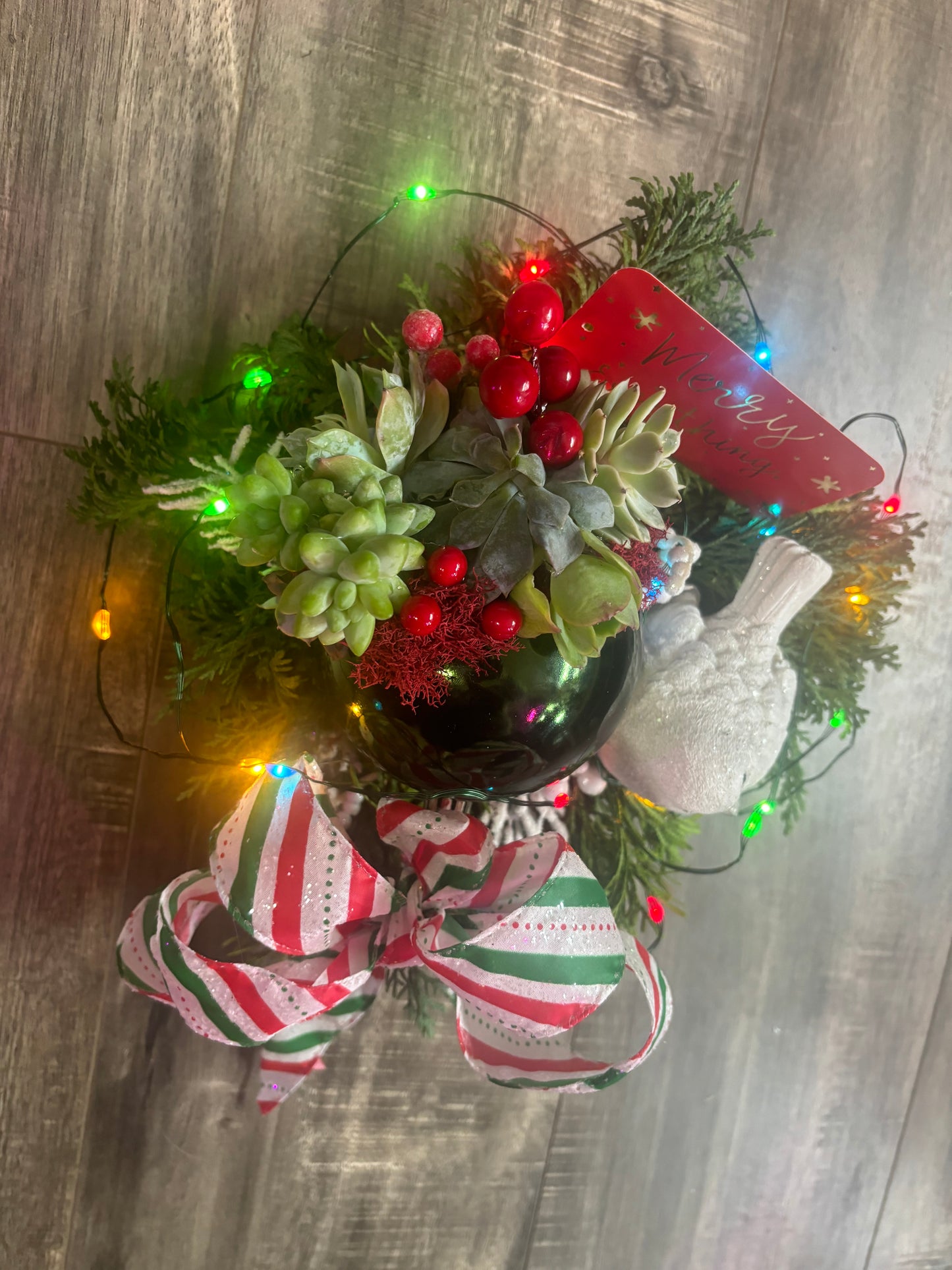 Jingle Bells Holiday Centerpiece with Succulents Medium I