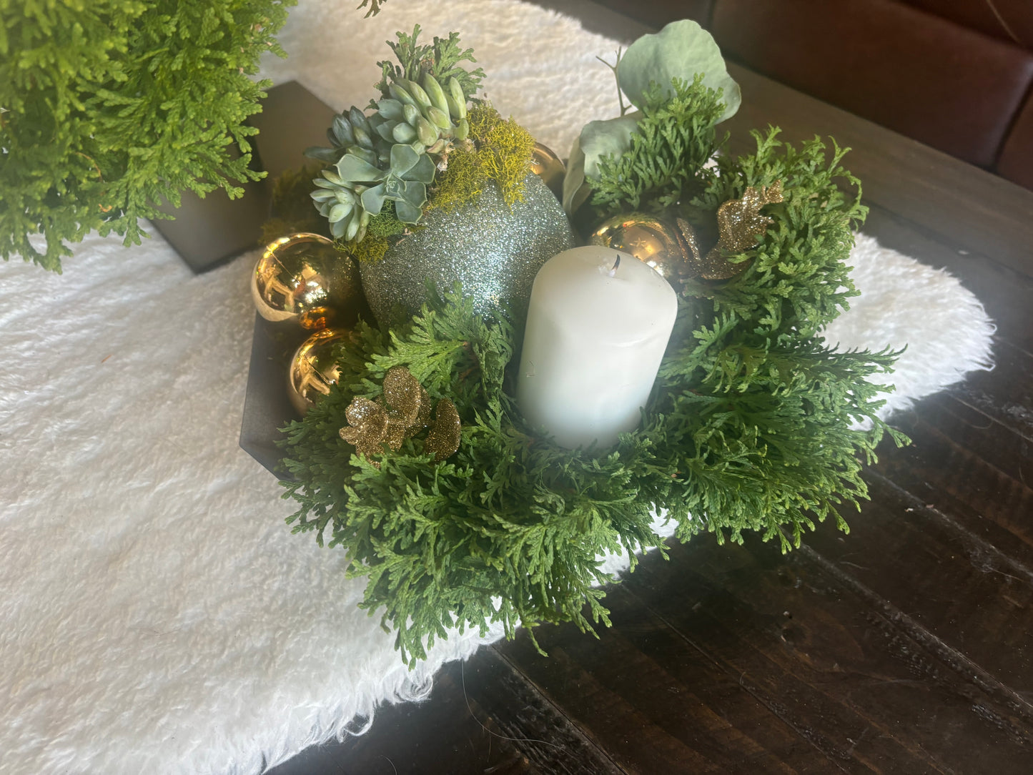 Jingle Bells Holiday Centerpiece with Succulents Medium II