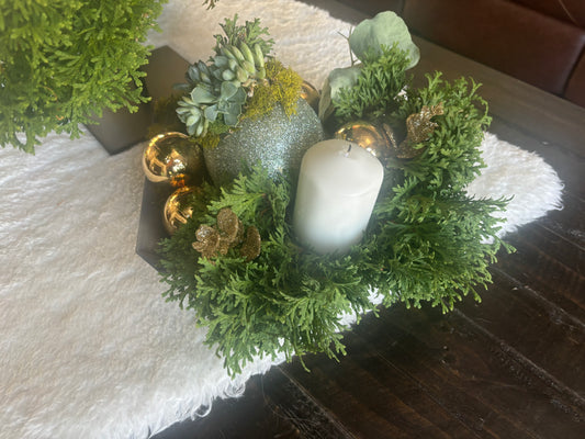 Jingle Bells Holiday Centerpiece with Succulents Medium II
