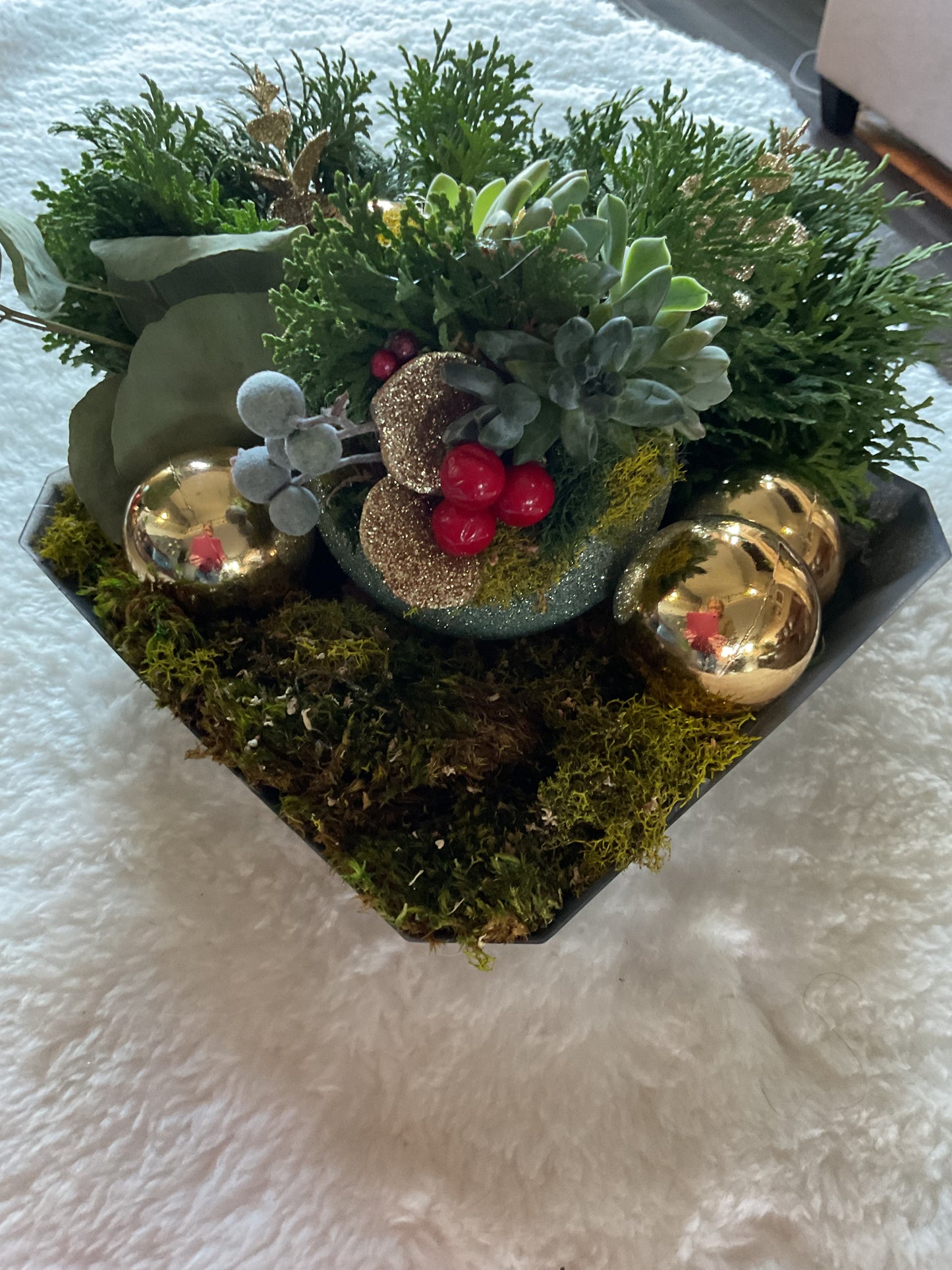 Jingle Bells Holiday Centerpiece with Succulents Medium II