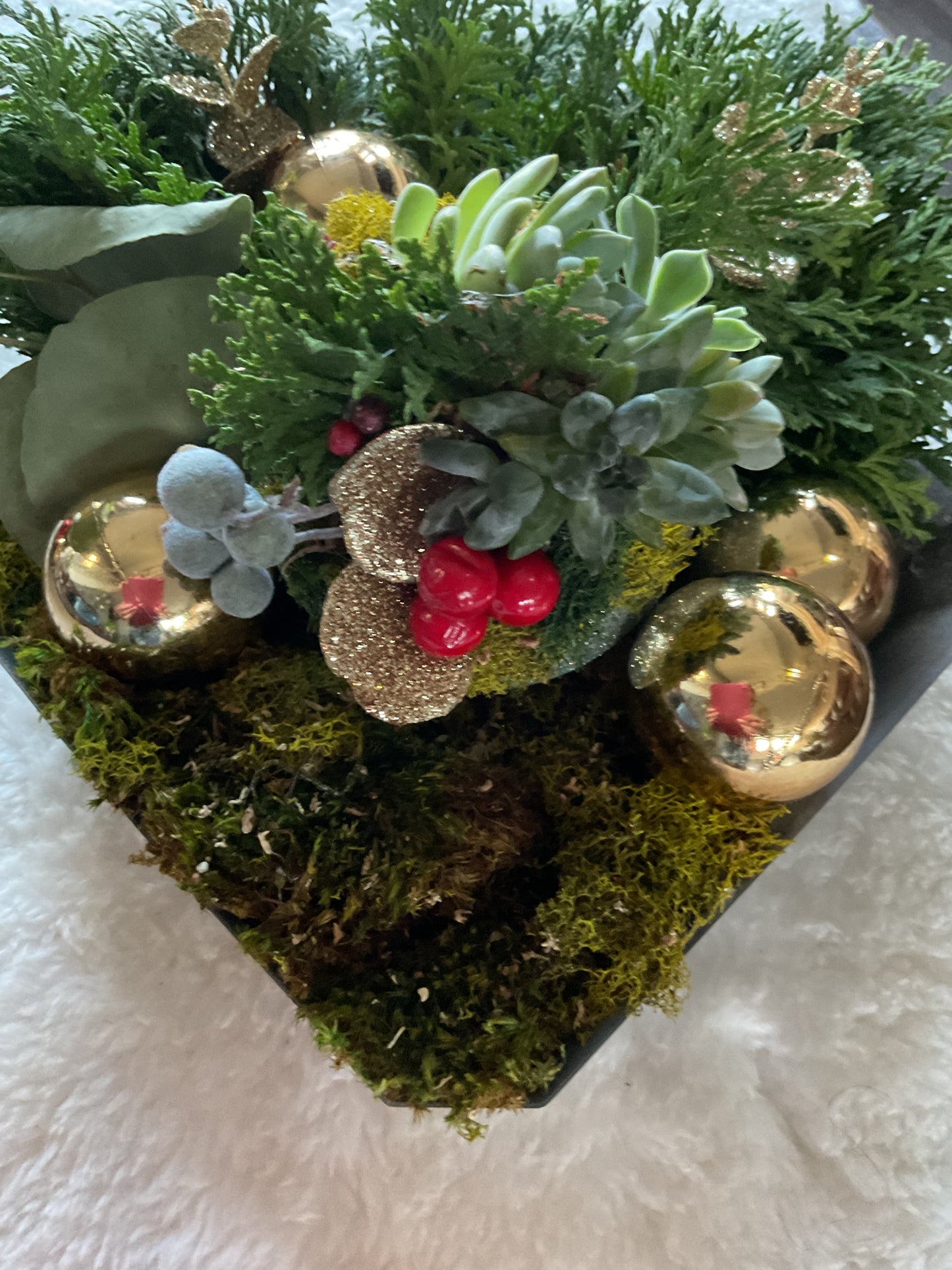 Jingle Bells Holiday Centerpiece with Succulents Medium II
