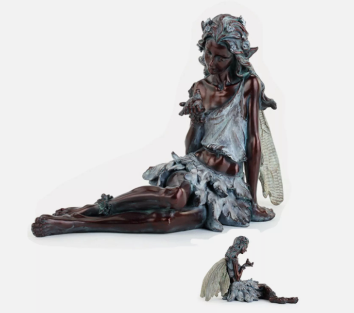 Fairy Sitting With Bird 19 x 7.25 x 12 In