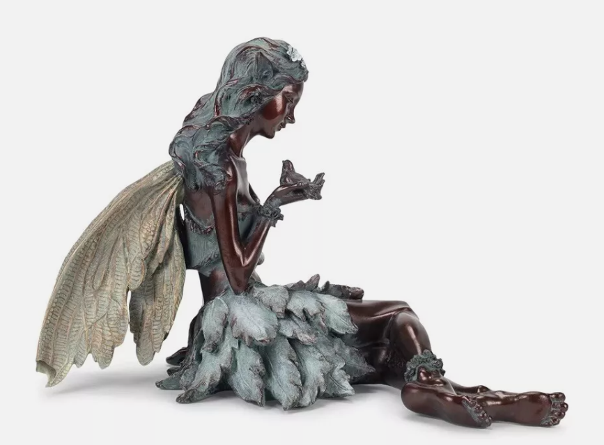 Fairy Sitting With Bird 19 x 7.25 x 12 In
