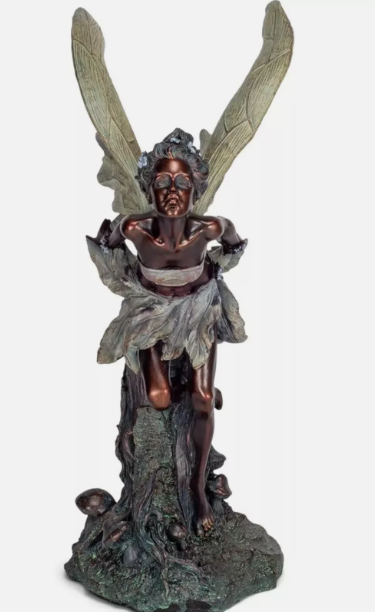 Kissing Fairy Bronze 19.75 Inches Indoor/outdoor Statue