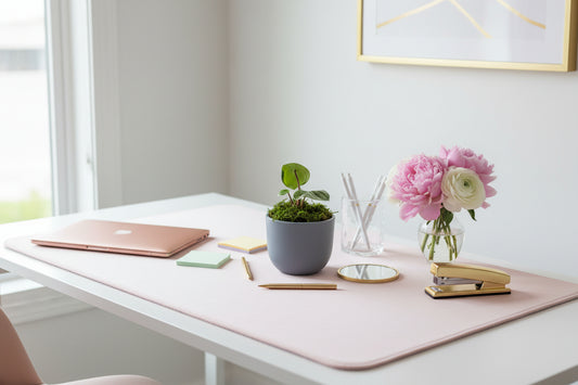 Potted plant on a textured surface with a blurred background