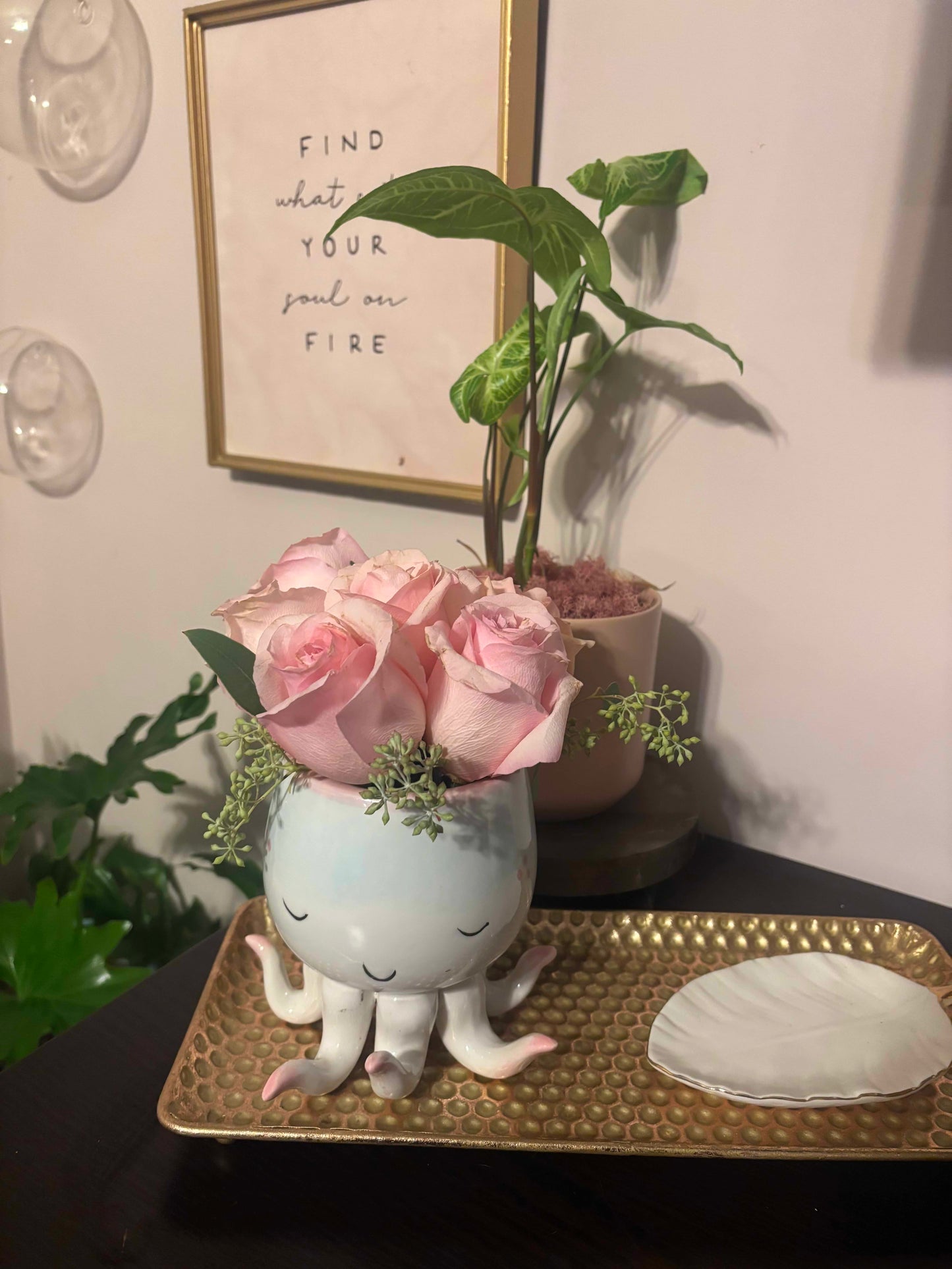 Open Arms Octopus with Roses
