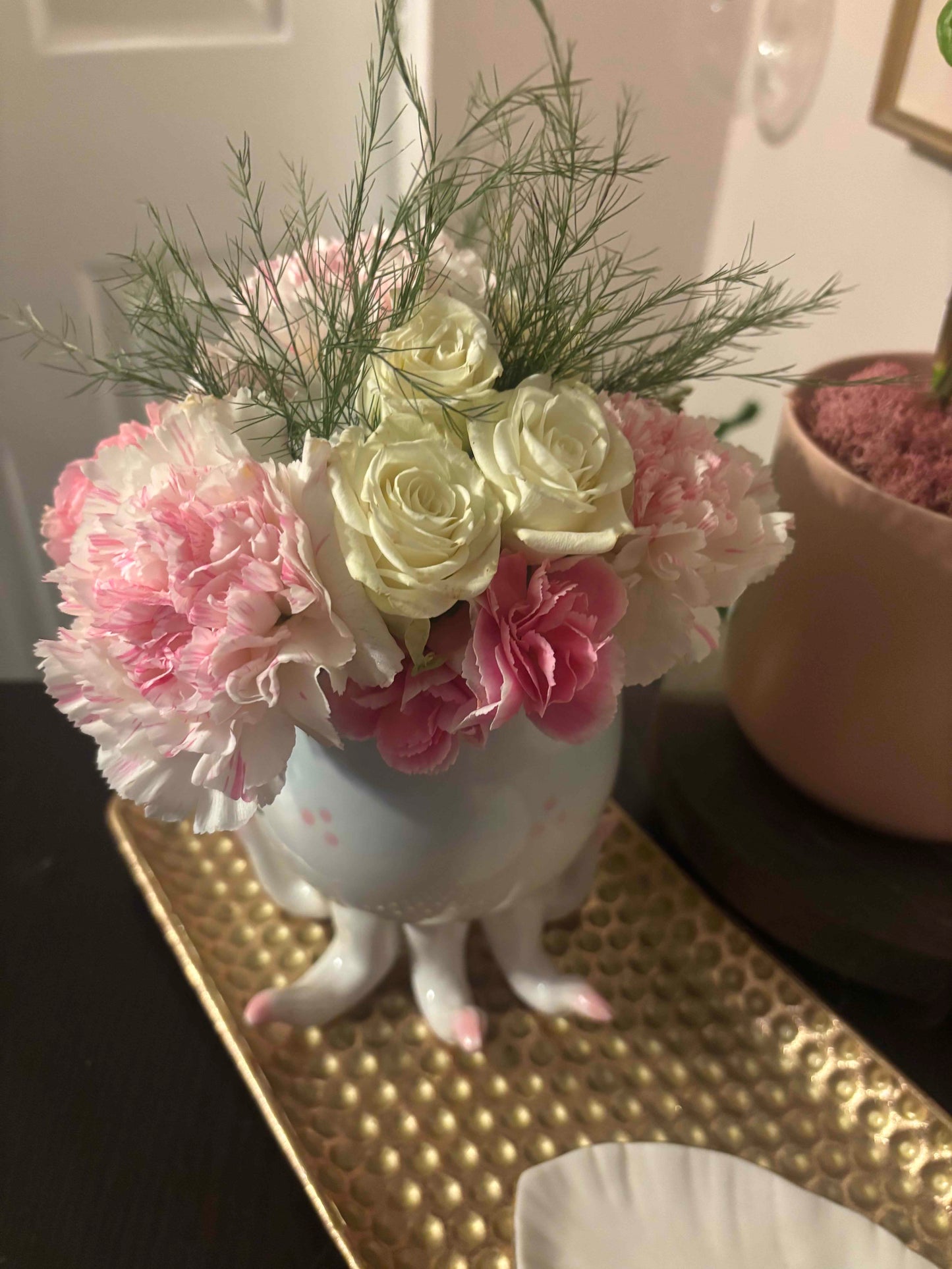 Octopus with Open Arms Arrangement with Pink and White Flowers