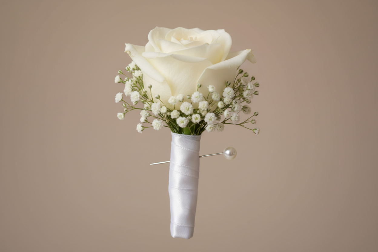 White flower boutonniere